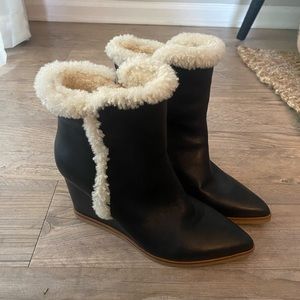 Marc Fisher Shearling Wedge Booties